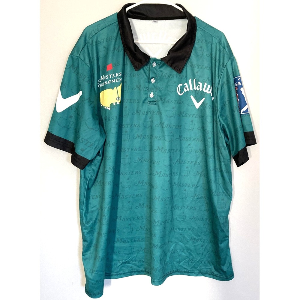 Callaway Spellout PGA Tour Logo Tournament Golf Shirt Polo Mens 3XL Green EUC